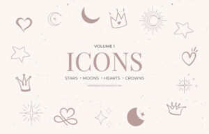 moon stars crowns heart icons